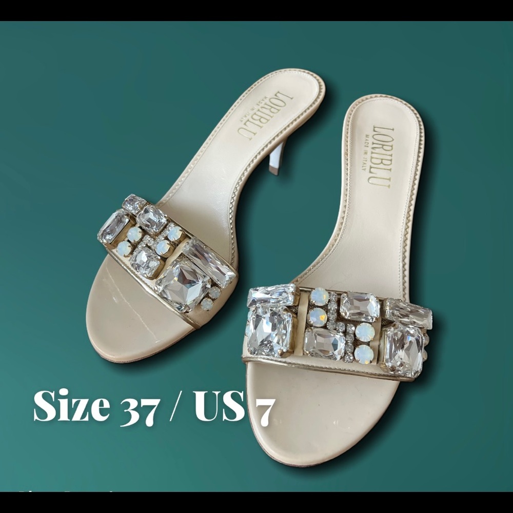 Loriblu Leather Jewel Sandals Size 37-Like New